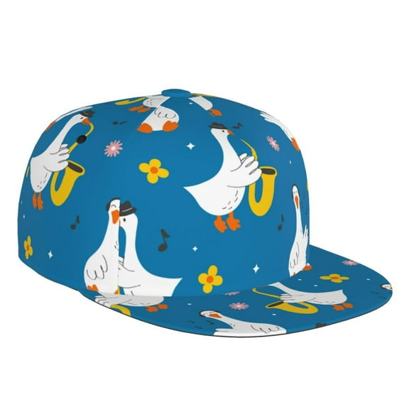 Fotbe Cartoon Goose Flat Bill Visor Cap Classic Snapback Hat Polyester Foam Trucker Hat Trucker Cap Adjustable Baseball Cap