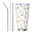 thumbnail image 1 of Fotbe Cartoon House Pattern 20 oz Tumbler Stainless Steel Vacuum Insulated Coffee Ice Cup Double Wall Travel Flask Leak-proof Coffee Cup-Straw Three-piece Set, 1 of 8