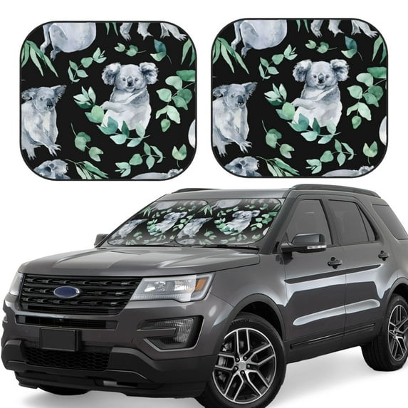 Fotbe Cartoon Koala Bear 2-Piece Car Windshield Sun Shade | Sun Blocker for Car Windshield | Foldable Automotive Interior Accessories for Sun Protection-Large