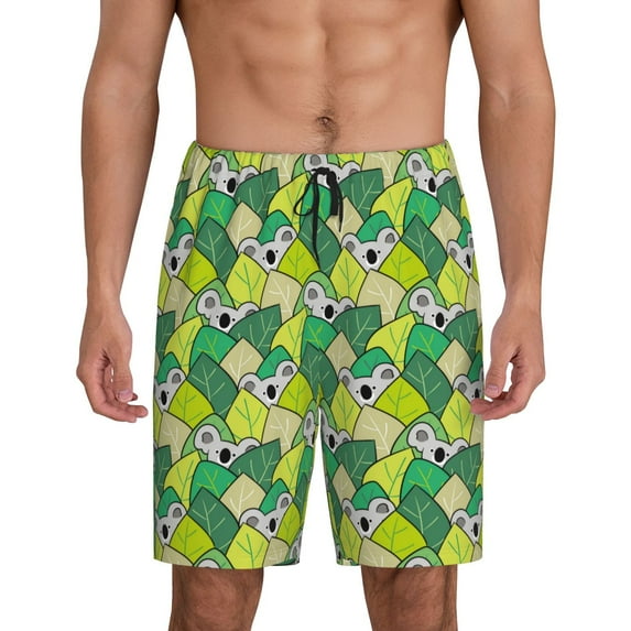 Fotbe Cartoon Koala Bear and Leaf Pajama Shorts for Men, Men's Pajama Bottoms, Sleepwear,Short Pajama Pants-4X-Large