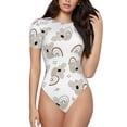 thumbnail image 1 of Fotbe Cartoon Koala Women's Crew Neck Short Sleeves Bodysuit Tops Round Neck Slim Sleeveless Soft Comfortable Basic-Large, 1 of 9