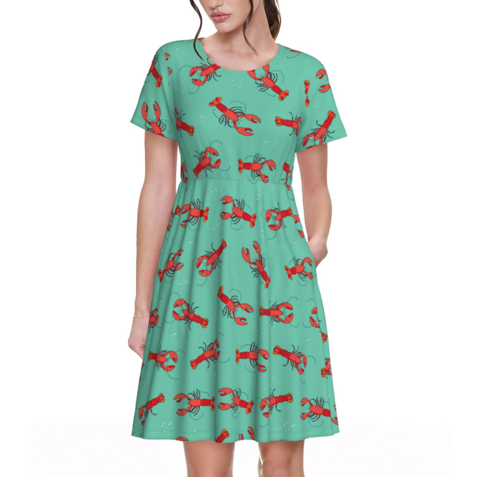 Lobster Black Pattern Print Dress main image 1