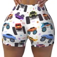 thumbnail image 1 of Fotbe Cartoon Monster Trucks1 Seamless Shorts, Womens Workout Shorts High Waist Stretch Booty Short for Gym/Yoga/Running/Biking-X-Large, 1 of 9