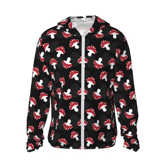 Fotbe Cartoon Mushroom Men's Women's UPF 50  Sun Protection Jacket Hooded Cooling Shirt with Pockets Hiking Outdoor Performance-XX-Large