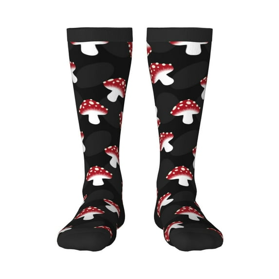 Fotbe Cartoon Mushroom print Women's Men's Novelty Crew Socks Cotton Socks Knee High Socks for Walking,Running,Nurses,Pregnancy