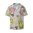 thumbnail image 1 of Fotbe Cartoon Owls print Short Sleeve Button Down Shirts for Men Casual Summer Beach Wrinkle Free Shirt-Small, 1 of 7