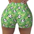 thumbnail image 1 of Fotbe Cartoon Panda And Leaf 1 Seamless Shorts, Womens Workout Shorts High Waist Stretch Booty Short for Gym/Yoga/Running/Biking-XX-Large, 1 of 9