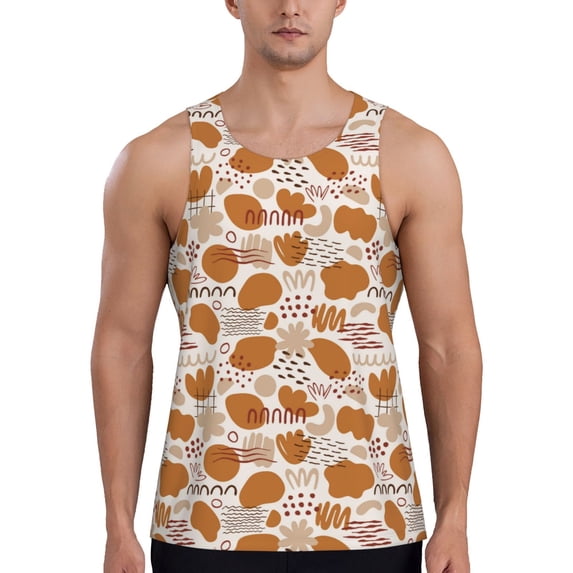Fotbe Cartoon Pattern Men's Quick Dry Workout Tank Top Gym Muscle Tee Fitness Bodybuilding Sleeveless T Shirt Breathable Workout Shirt-3X-Large