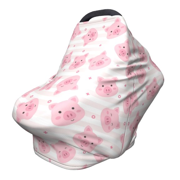 Fotbe Cartoon Pig Pattern Car Seat Covers for Babies, Nursing Breastfeeding Cover Infant Carseat Canopy, Soft Stretchy Carrier Cover