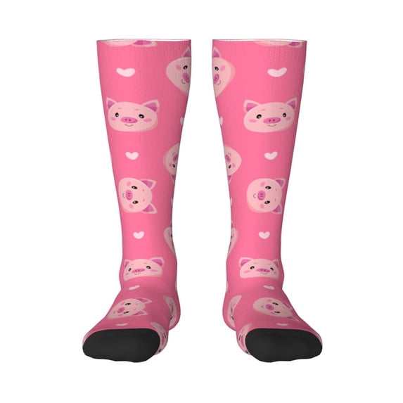 Fotbe Cartoon Pigs and Hearts print Women's Men's Novelty Crew Socks Cotton Socks Knee High Socks for Walking,Running,Nurses,Pregnancy