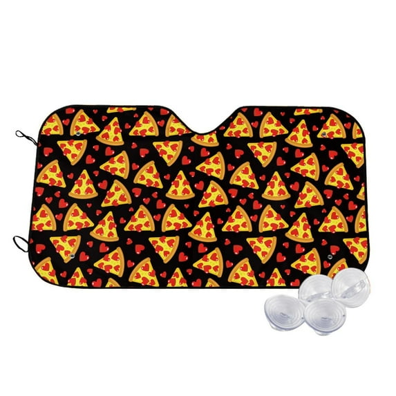 Fotbe Cartoon Pizza Car Windshield Sunshade | Sun Visor Protector Front Window Shade, Keeps Out UV Rays, Keeps Your Vehicle Cool-Medium