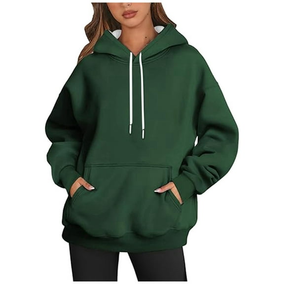 Women's Fashion Casual Solid Color Hooded Long Sleeved Hoodie Top Fall Hoodies Women Space Hoodies for Women Front L Air Sweatshirt Men Womens Hoodies And Sweatshirts Extra Long Zipper Hoodie Casual