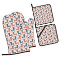 Fotbe Cartoon Poodle Dog for 4Pcs Oven Mitts and Pot Holders, 500℉ Heat