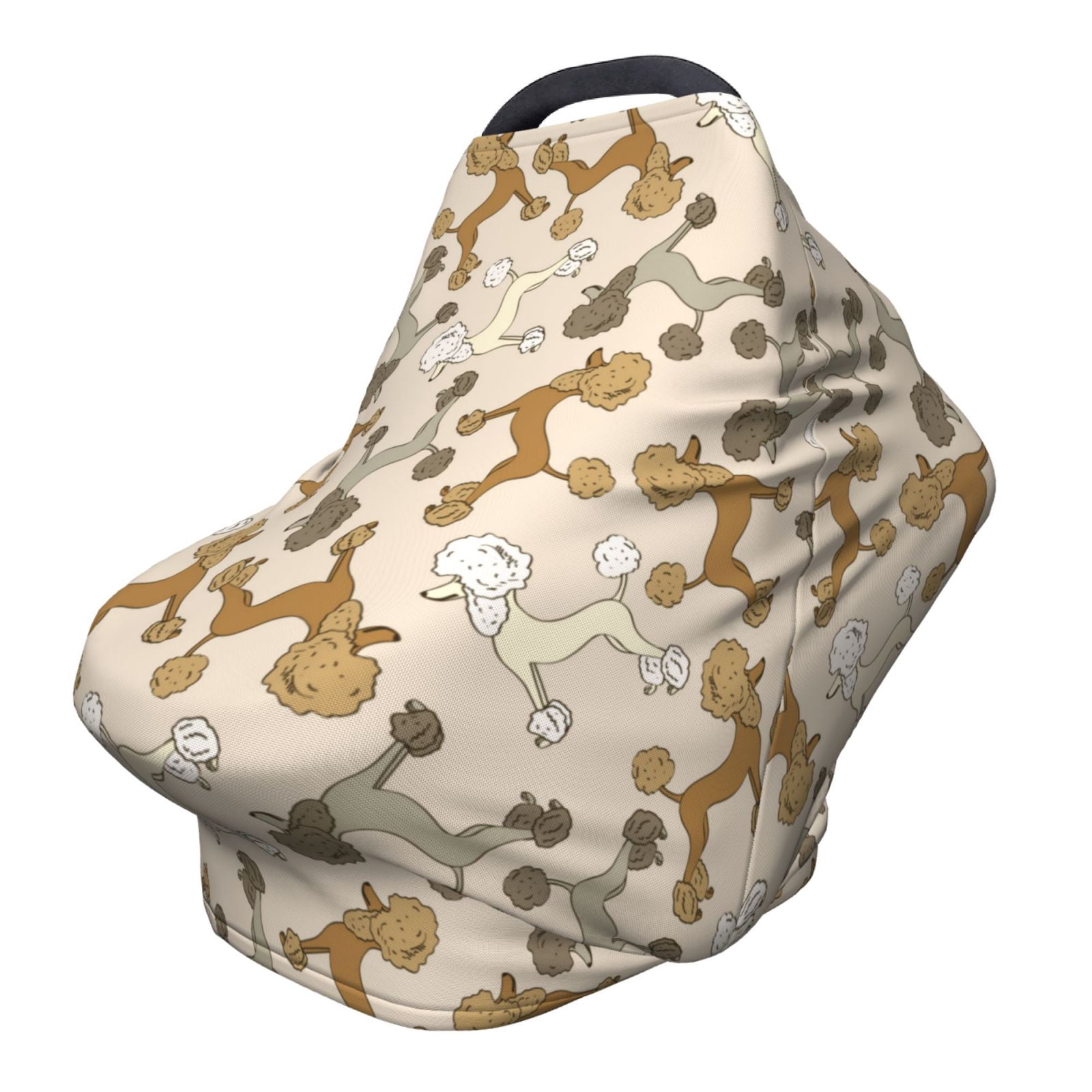 Fotbe Cartoon Poodle Dog Pattern Car Seat Covers for Babies, Nursing Breastfeeding Cover Infant Carseat Canopy, Soft Stretchy Carrier Cover