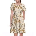 thumbnail image 1 of Fotbe Cartoon Poodle Dog Pattern Dress Casual Womens Fashion Short Sleeve Maxi Dress T Shirt Dress Striped Long Color Block Maxi Dress, 1 of 6