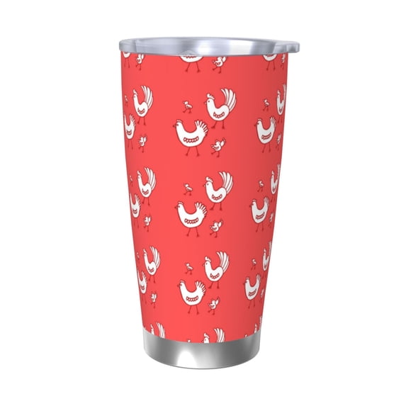 Fotbe Cartoon Rooster Pattern 20 oz Tumbler Stainless Steel Vacuum Insulated Coffee Ice Cup Double Wall Travel Flask Leak-proof Coffee Cup-Without Straw
