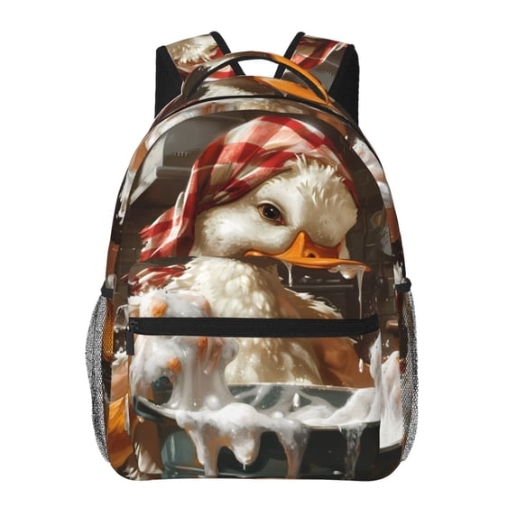 Fotbe Cartoon Scottish Duck Pattern Casual Backpack for School, Travel, and Outdoor Activities - Durable, Lightweight, and Comfortable