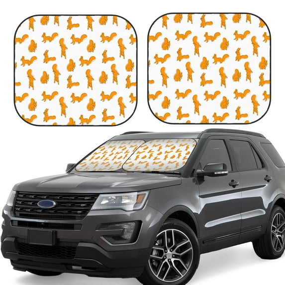 Fotbe Cartoon Squirrel 2-Piece Car Windshield Sun Shade | Sun Blocker for Car Windshield | Foldable Automotive Interior Accessories for Sun Protection-Medium