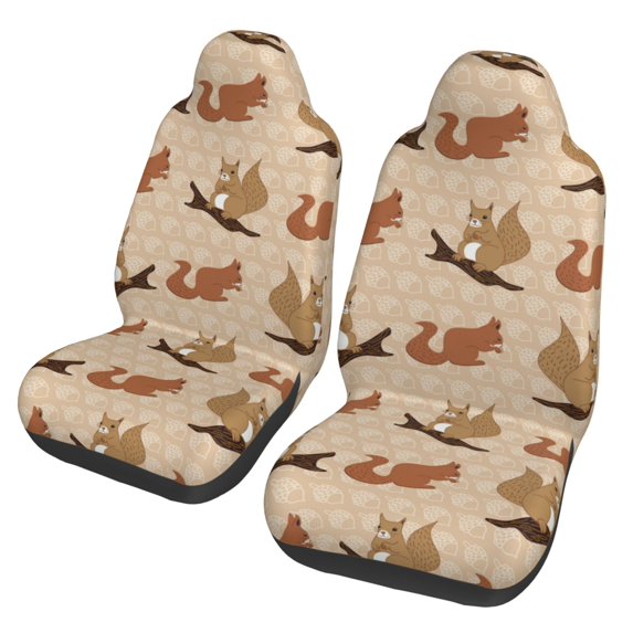 Fotbe Cartoon Squirrel Pattern Automotive Seat Covers for Cars Trucks and SUVs – Car Seat Covers for Front Seats,Protective Seat Covers,Vehicle Seat Covers, Set of 2