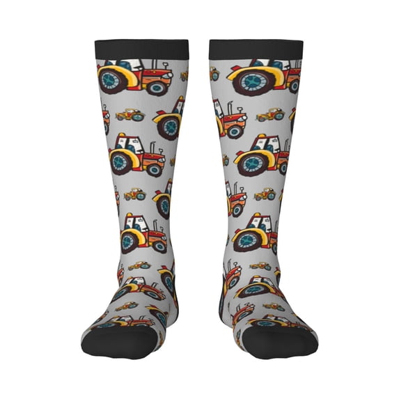 Fotbe Cartoon Tractor print Women's Men's Novelty Crew Socks Cotton Socks Knee High Socks for Walking,Running,Nurses,Pregnancy