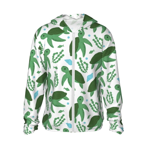Fotbe Cartoon Turtle Men's Women's UPF 50+ Sun Protection Jacket Hooded Cooling Shirt with Pockets Hiking Outdoor Performance-Medium