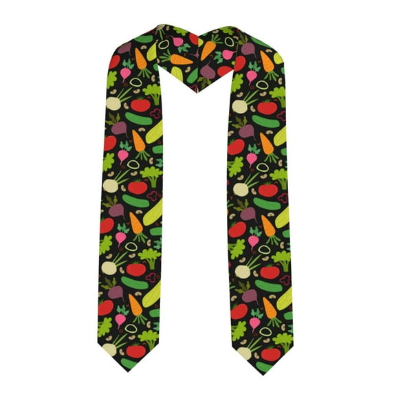 Fotbe Cartoon Vegetables Printed Class of 2024 Graduation Stole