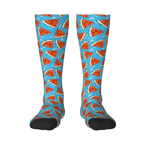 Fotbe Cartoon Watermelon print Women's Men's Novelty Crew Socks Cotton Socks Knee High Socks for Walking,Running,Nurses,Pregnancy