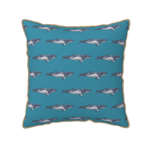 Fotbe Cartoon Whale Pattern Velvet Decorative Throw Pillow Covers with Elegant Piping, Soft Plush Cushion Cover for Sofa, Bed, Car, Office-20"x20"