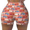 thumbnail image 1 of Fotbe Cartoon with Traffic Elements Seamless Shorts, Womens Workout Shorts High Waist Stretch Booty Short for Gym/Yoga/Running/Biking-Medium, 1 of 9