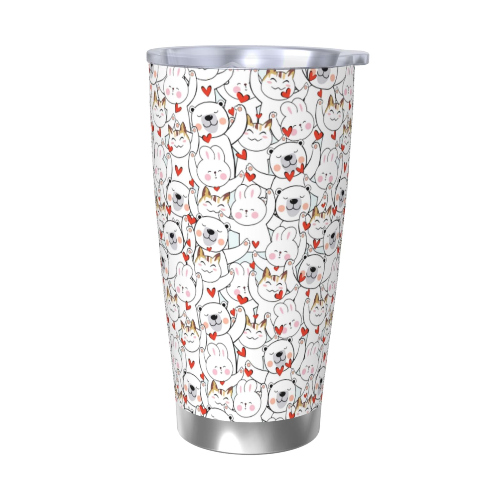 Fotbe Cat Bear Rabbit Pattern 20 oz Tumbler Stainless Steel Vacuum ...