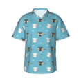 thumbnail image 1 of Fotbe Cat Fish Hawaiian Shirt for Men Unisex Summer Beach Casual Short Sleeve Cotton Linen Button Down Shirts-Large, 1 of 5