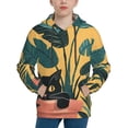 thumbnail image 1 of Fotbe Cat Hiding In Potted Plants Pattern Youth Pullover Hooded Sweatshirt, Boys Hoodie, Kangaroo Pocket Hoodie for Kids Girls -X-Large, 1 of 6