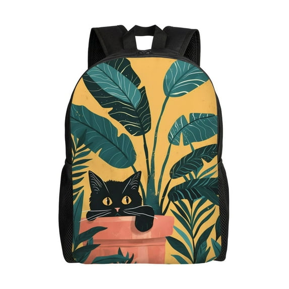 Fotbe Cat Hiding In Potted Plants Travel Laptop Backpack, Business Slim Sturdy Laptops Backpack, Water Resistant College School Computer Bag Gift for Men & Women Fits 15.6 Inch Notebook