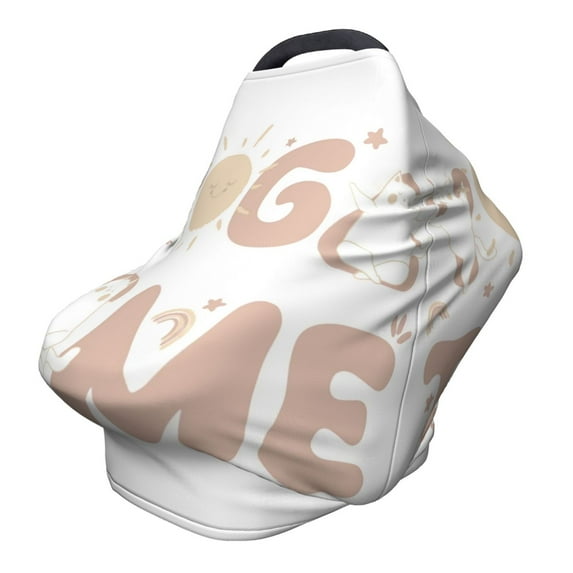 Fotbe Cat Yoga Time Pattern Car Seat Covers for Babies, Nursing Breastfeeding Cover Infant Carseat Canopy, Soft Stretchy Carrier Cover