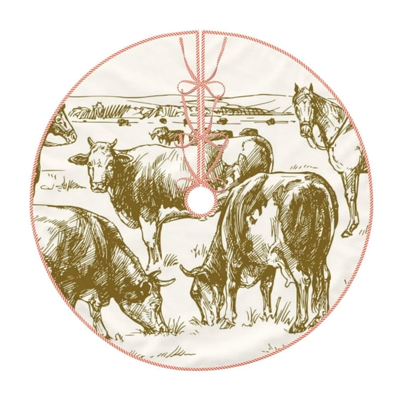 Fotbe Cattle Drive By Two Cowboys 1 Pattern Christmas Tree Skirt, Tree Skirts Plush Christmas Decorations, Christmas Tree Skirts Xmas Decorations Holiday Party Decor-36"