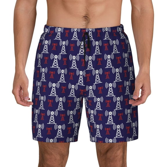 Fotbe Cell Tower Men’s Swim Trunks Quick Dry Swim Shorts Board Shorts with Mesh Lining-3X-Large