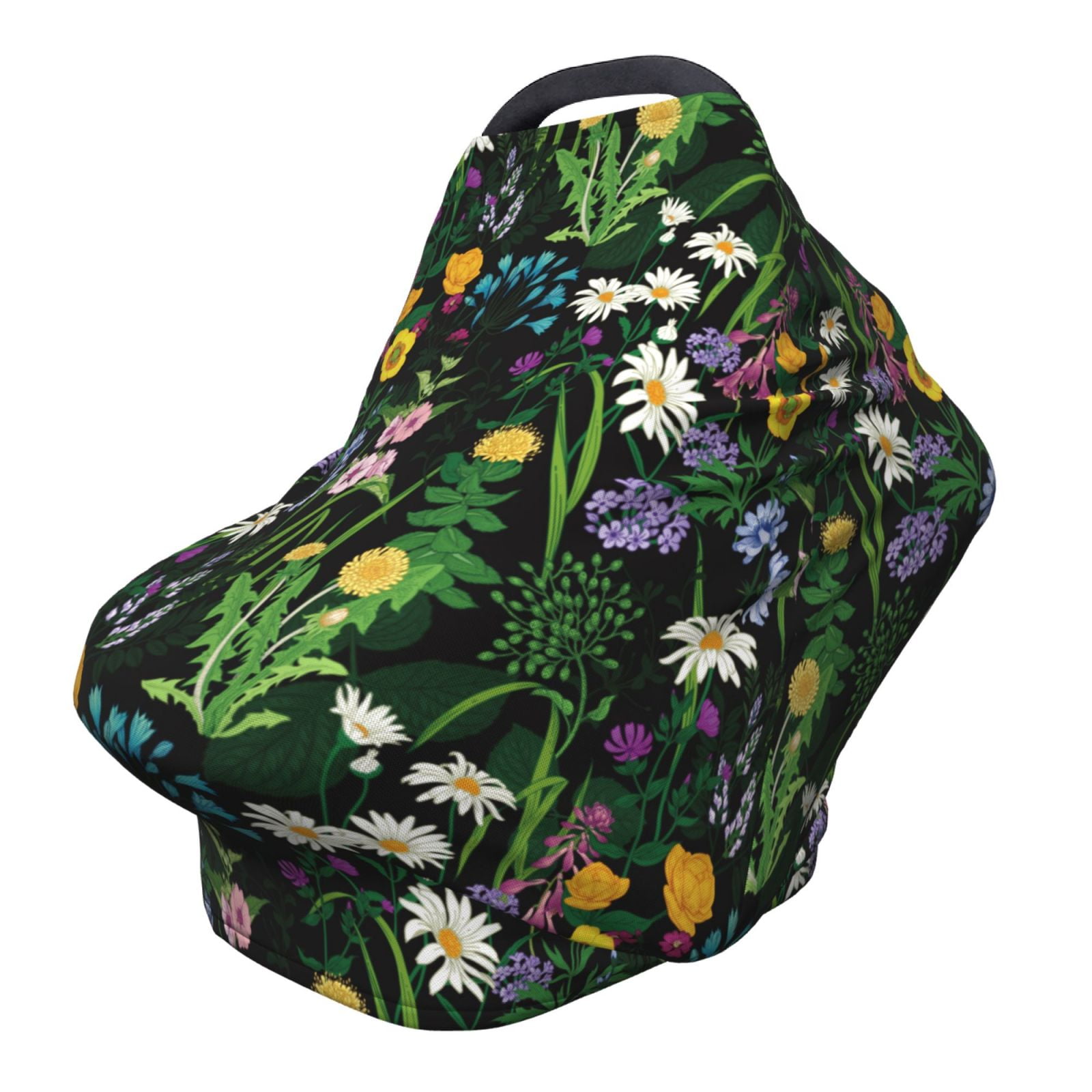 Fotbe Chamomile Pattern Car Seat Covers for Babies, Nursing Breastfeeding Cover Infant Carseat Canopy, Soft Stretchy Carrier Cover