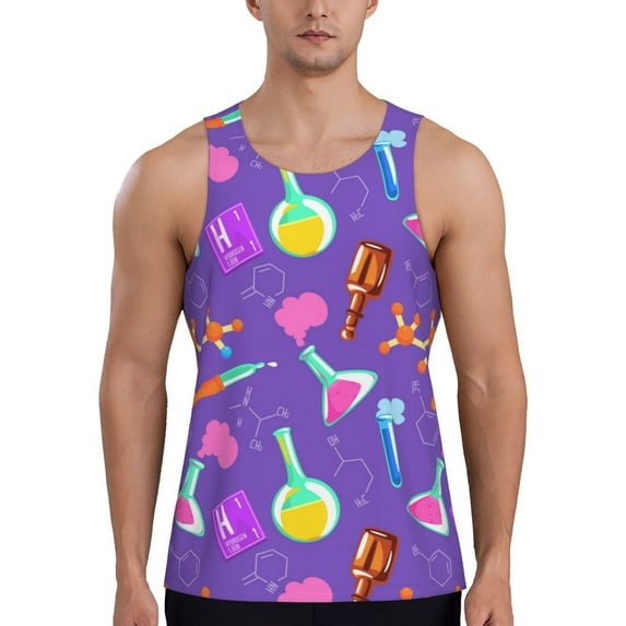Fotbe Chemistry Tools Pattern Men's Quick Dry Workout Tank Top Gym Muscle Tee Fitness Bodybuilding Sleeveless T Shirt Breathable Workout Shirt-Small