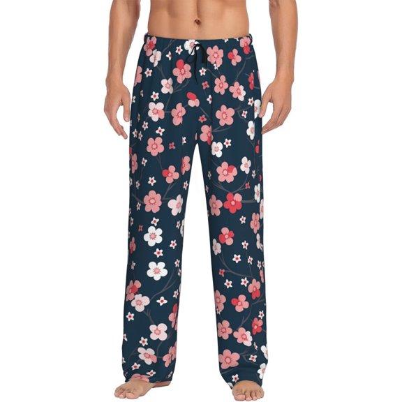 Fotbe Cherry Blossoms Men's Pajama Pants,Sleepwear Pants,Pj Bottoms Drawstring And Pockets-X-Large