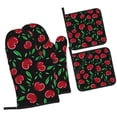 thumbnail image 1 of Fotbe Cherry for 4Pcs Oven Mitts and Pot Holders, 500℉ Heat Resistant Oven Mitts , Non-Slip Silicone Surface Safe for Baking, Cooking, BBQ, 1 of 6