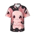 thumbnail image 1 of Fotbe Chibi Axolotl Sakura Fantasy Hawaiian Shirt for Men Unisex Summer Beach Casual Short Sleeve Cotton Linen Button Down Shirts-Small, 1 of 5