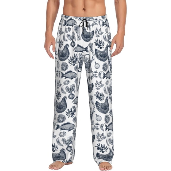 Fotbe Chicken And Fish Men's Pajama Pants,Sleepwear Pants,Pj Bottoms Drawstring And Pockets-Small