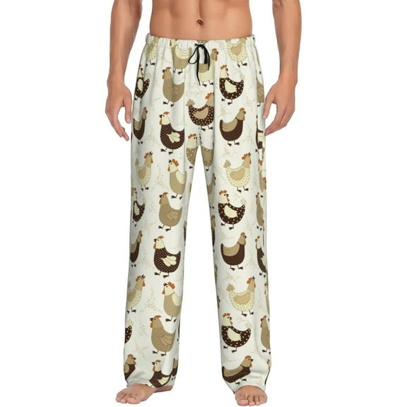 Fotbe Chicken Cartoon Men's Pajama Pants,Sleepwear Pants,Pj Bottoms Drawstring And Pockets-Small