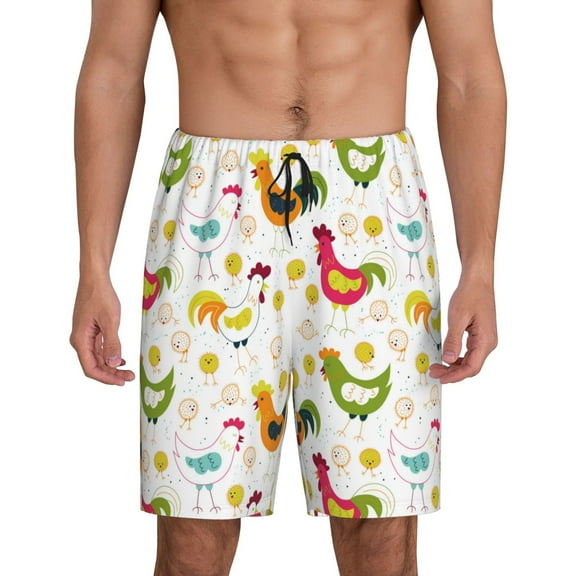 Fotbe Chickens A Pajama Shorts for Men, Men's Pajama Bottoms, Sleepwear,Short Pajama Pants-Medium