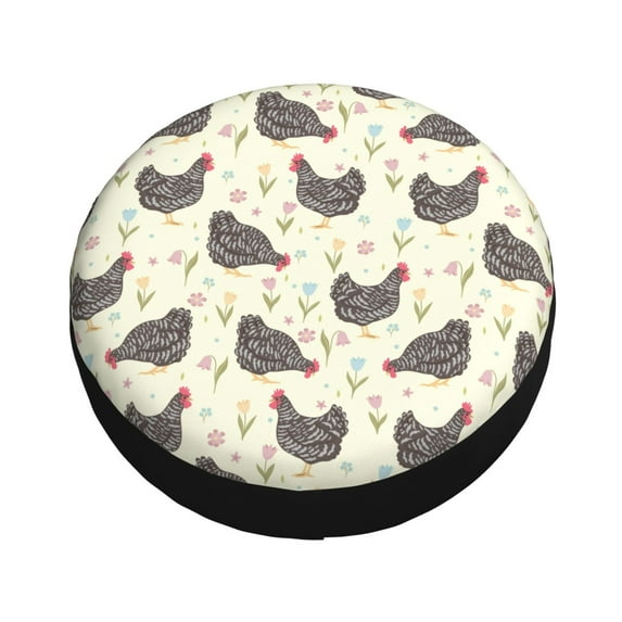 Fotbe Chickens And Flowers Spare Tire Cover Thickening Universal Fit for Jeep, Trailer, RV, SUV, Truck, Tough Tire Wheel Soft Cover-14 inch