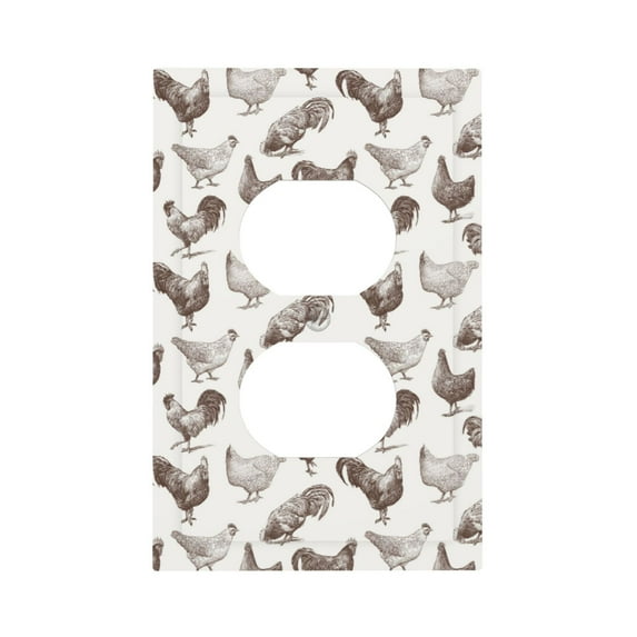 Fotbe Chickens Print Duplex Receptacle Wall Plate, 1-Gang 5.0" x3.0" Wall Outlet Covers, Dual Outlet Faceplates Covers, Color-matched Screws Included-Style S
