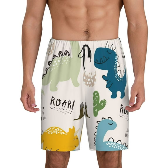 Fotbe Childish Dinosaur Pajama Shorts for Men, Men's Pajama Bottoms, Sleepwear,Short Pajama Pants-XX-Large