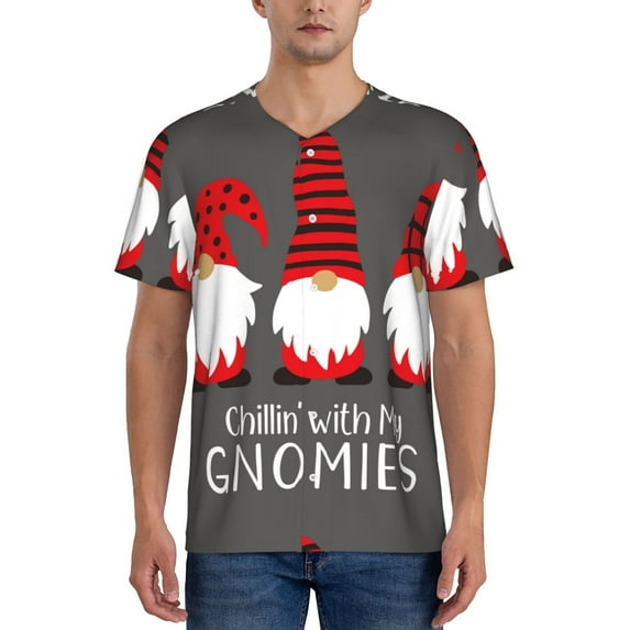 Fotbe Chillin with My Gonme Baseball Jersey Shirt for Men and Women, Casual Short Sleeves Button Down T-Shirt-Small