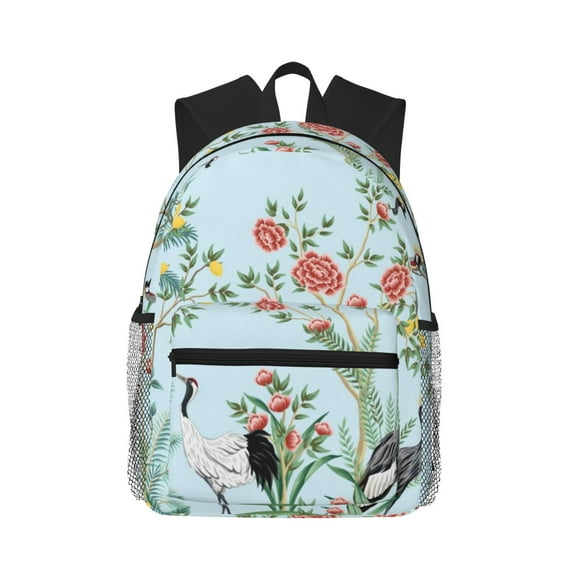 Fotbe Chinoiserie Floral Palm Tree Lightweight Casual Laptop Backpack for Men and Women, Daily use Waterproof backpack, Backpack for College