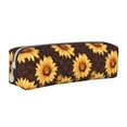 thumbnail image 1 of Fotbe Chocolate Plaid Sunflower A Pattern Leather Pencil Case, Pencil Pouch with Durable Zipper, Compact and Stylish Organizer for Stationery, Art Supplies, Travel Essentials, 1 of 7